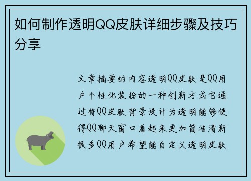 如何制作透明QQ皮肤详细步骤及技巧分享